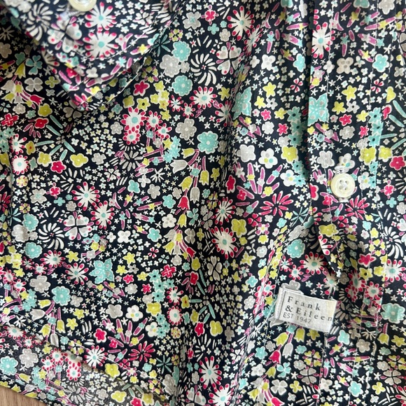 FRANK & EILEEN BARRY Tailored Crinkle Cotton Floral Button-Up Shirt L - Picture 7 of 11